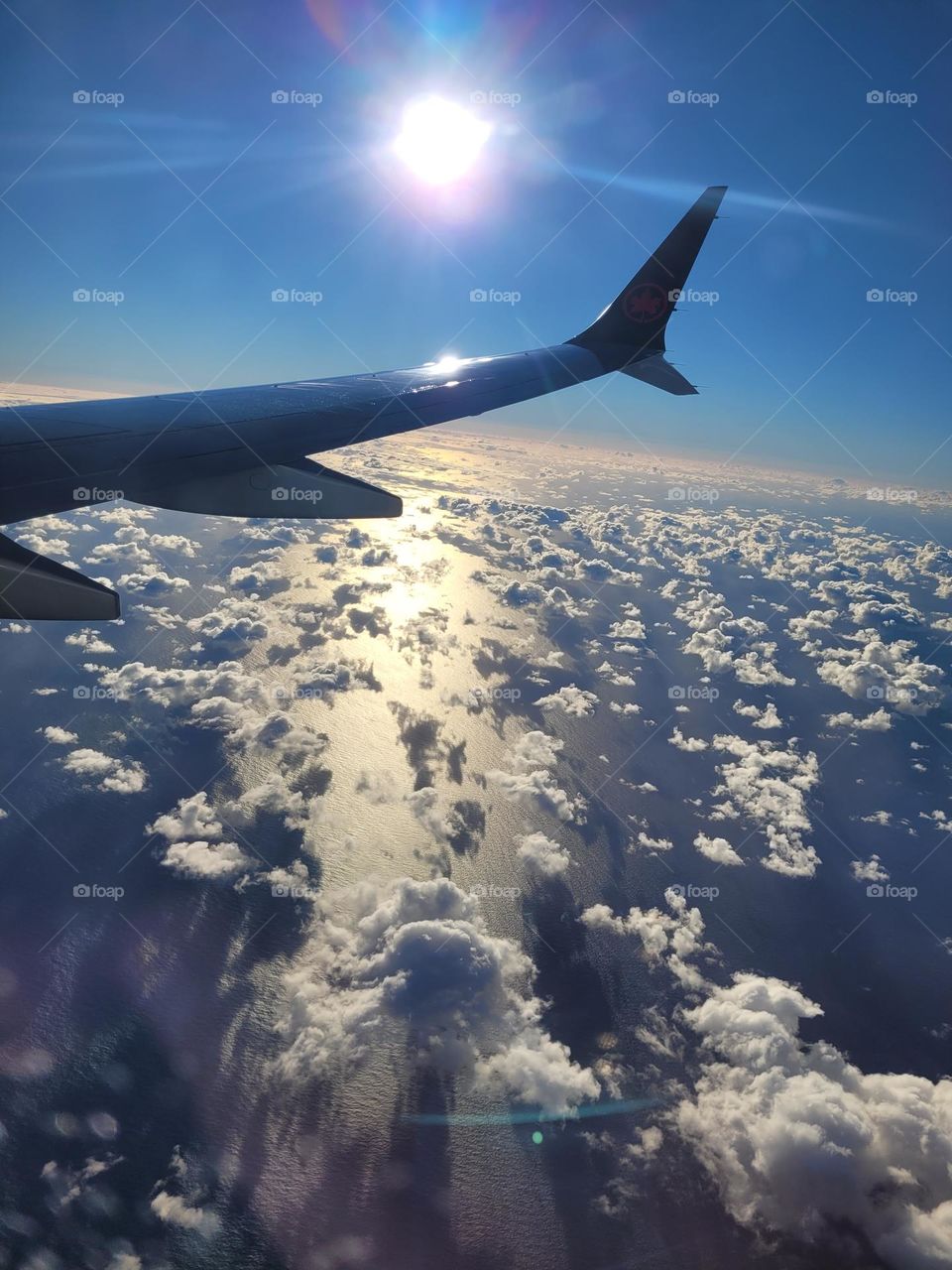 Aviation Flight on reflective clouds