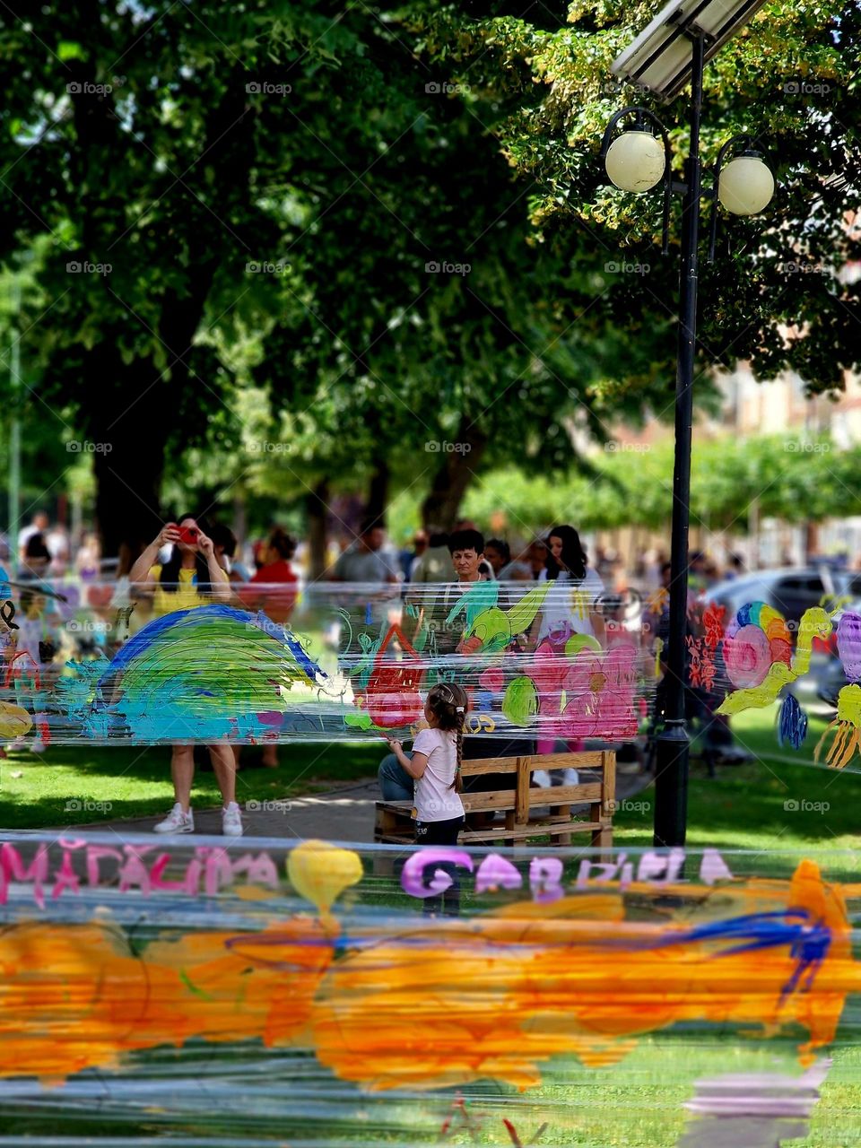 Colored paintings on foil.