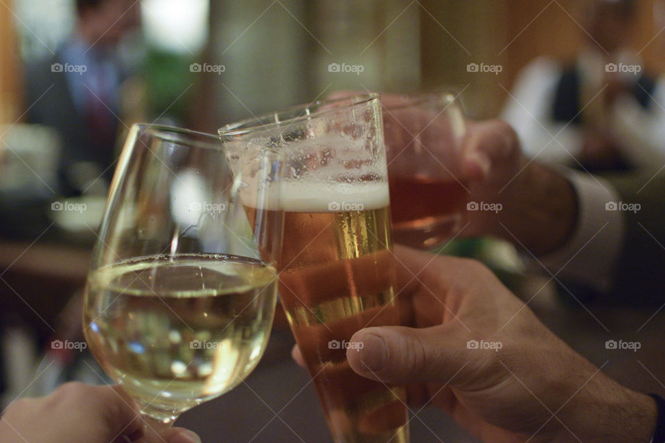 Cheers! Toasting the evening with friends. 