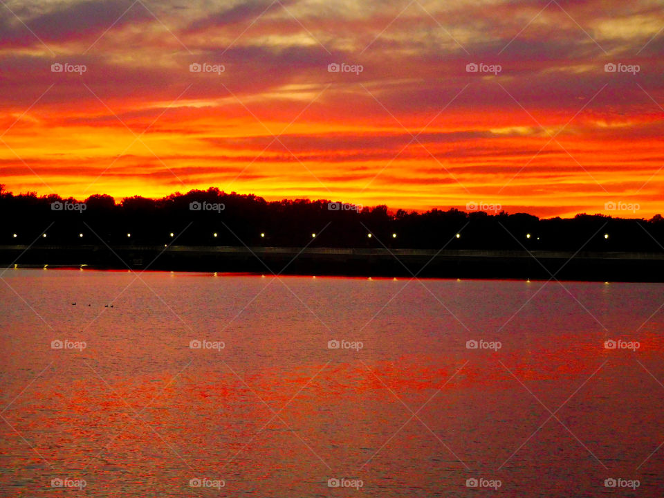 Beautiful lake sunset
