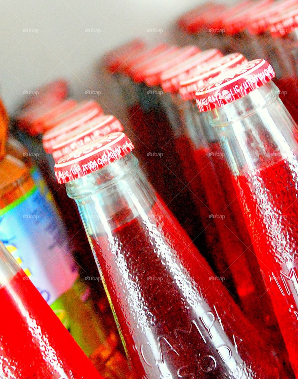 Red pop. A cooler full of bright red soda pop in Italy