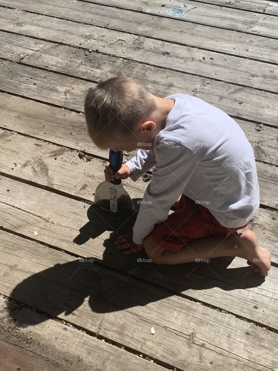 Helping clean the deck 