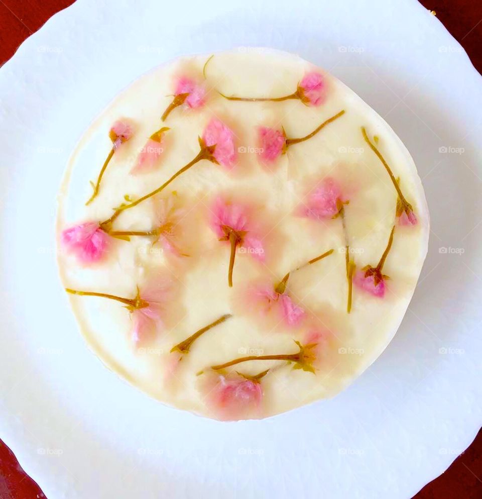 Japanese pudding with flower