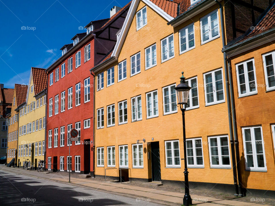 Colorful row houses in Copenhagen