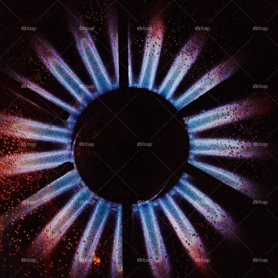 Gas Flame and Burner Blue