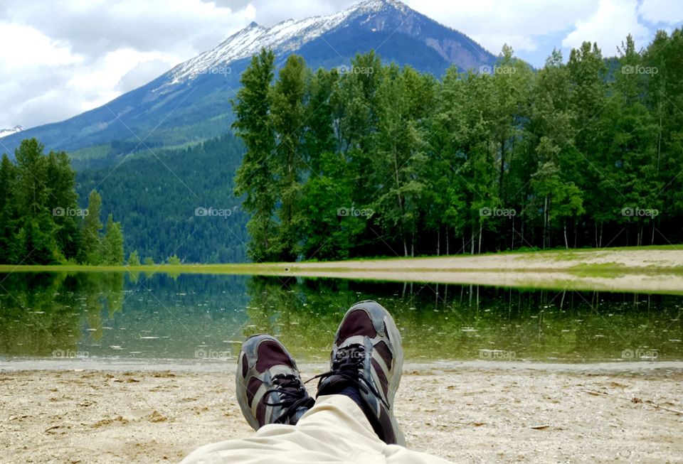 Remote lake view Canada's Rocky Mountains near Banff Alberta and glacier national park