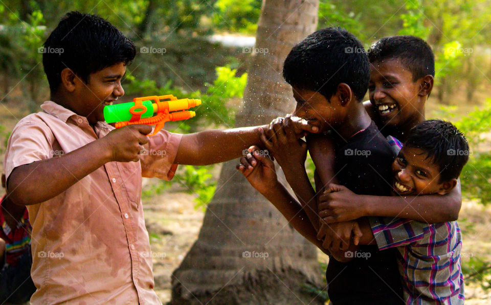 A story of village guys who is playing with water gun to burst the summer heat #summer