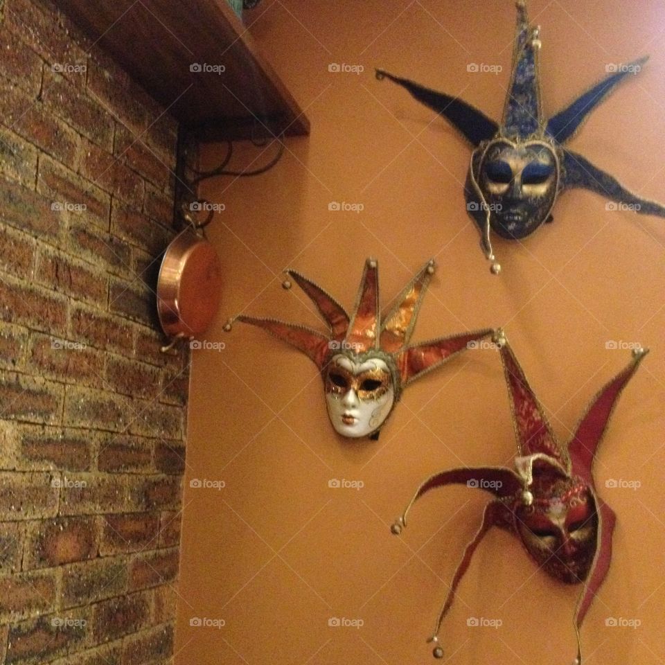 Carnivale italian masks in wall