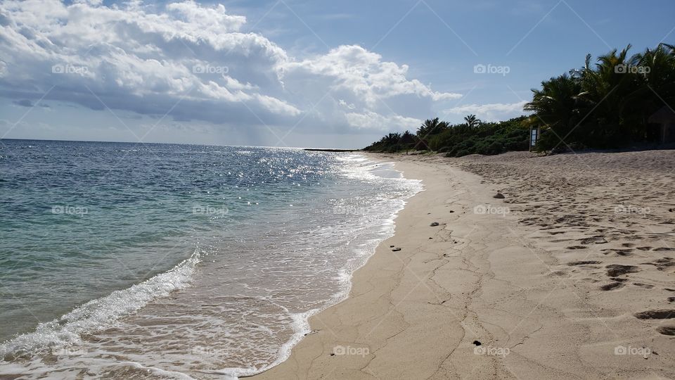 Relaxing White Sand Beach in Mexico