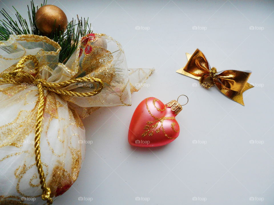 Christmas and New Year toys on the Christmas tree