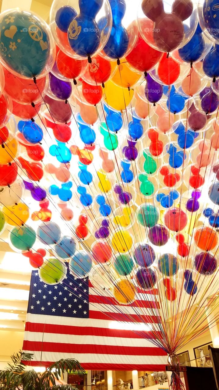 Mickey Mouse and the American flag