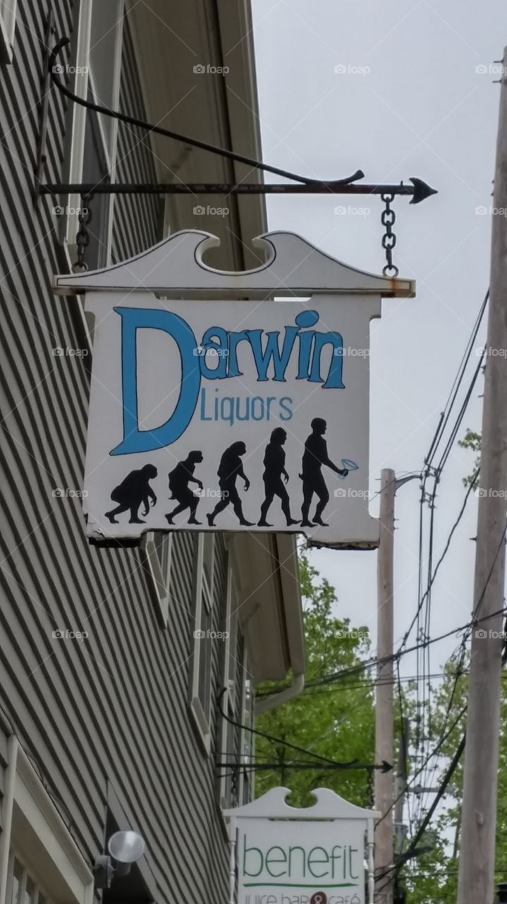 Sign of a liquors store in Providence, Rhodes Island, USA.