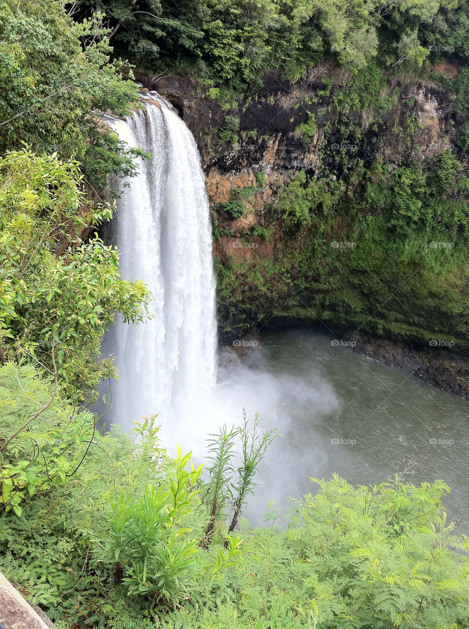 waterfall scenic beautiful hawaii by illusionfactory