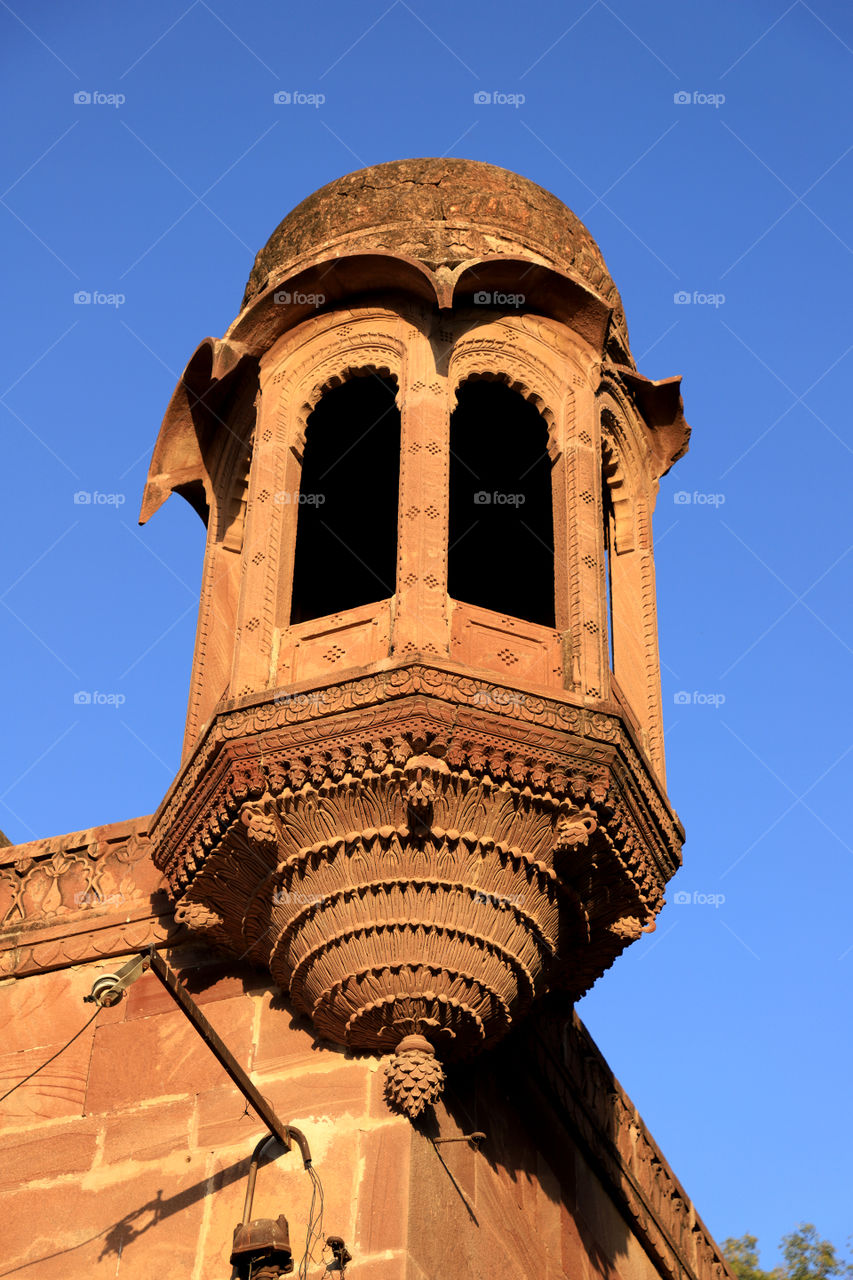 Traditional Rajasthani Jharokha in Mandore Garden, Jodhpur, Rajasthan, India