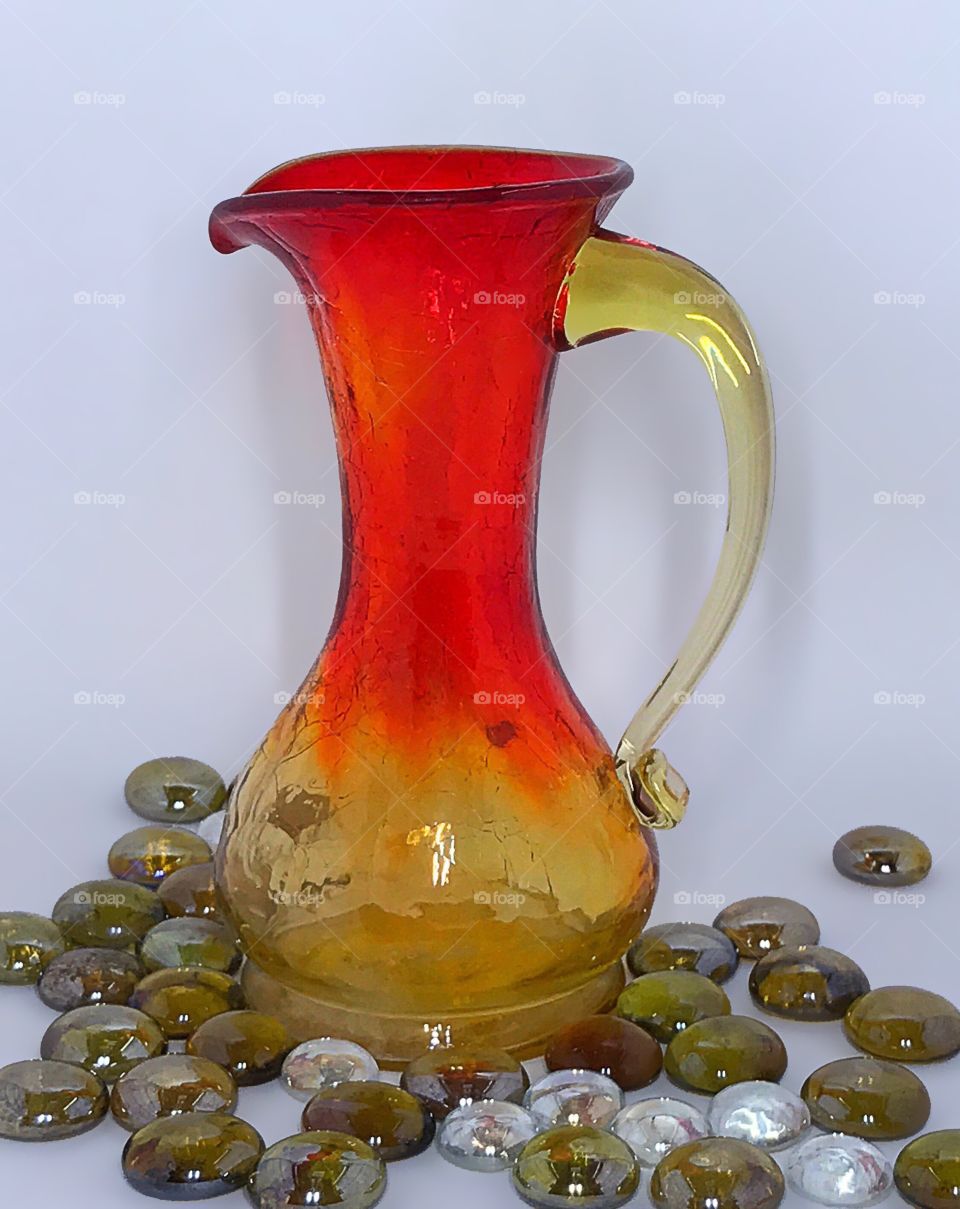 Red and gold glass vessel 
