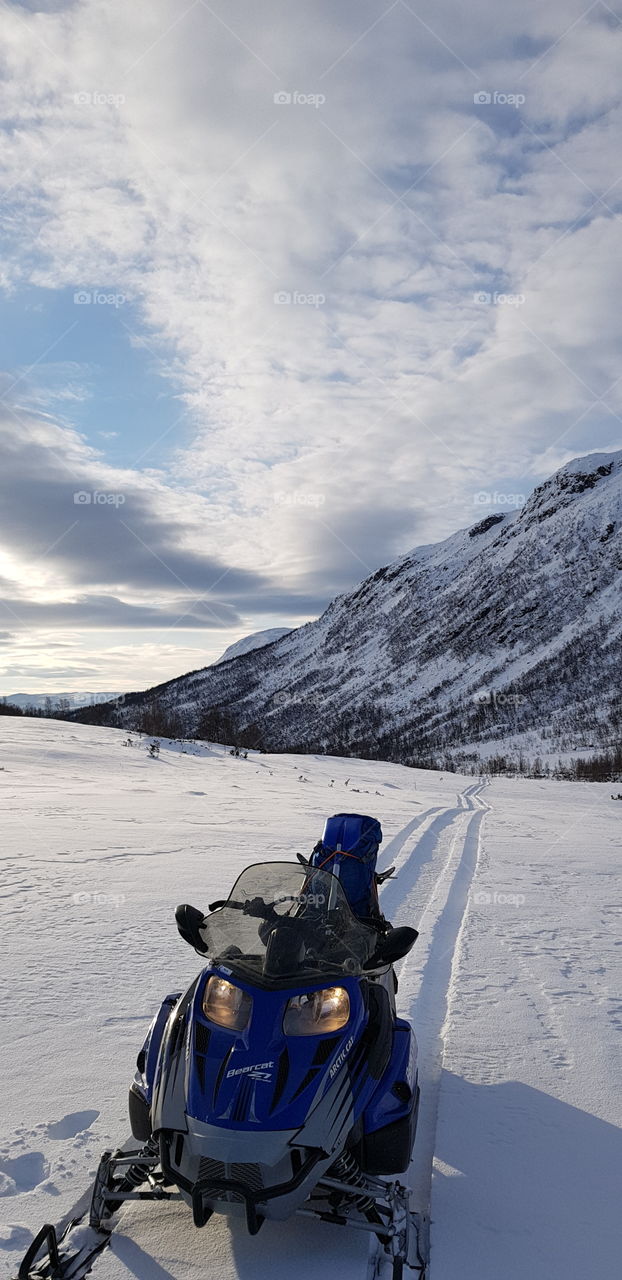 Snowmobile in the mountain