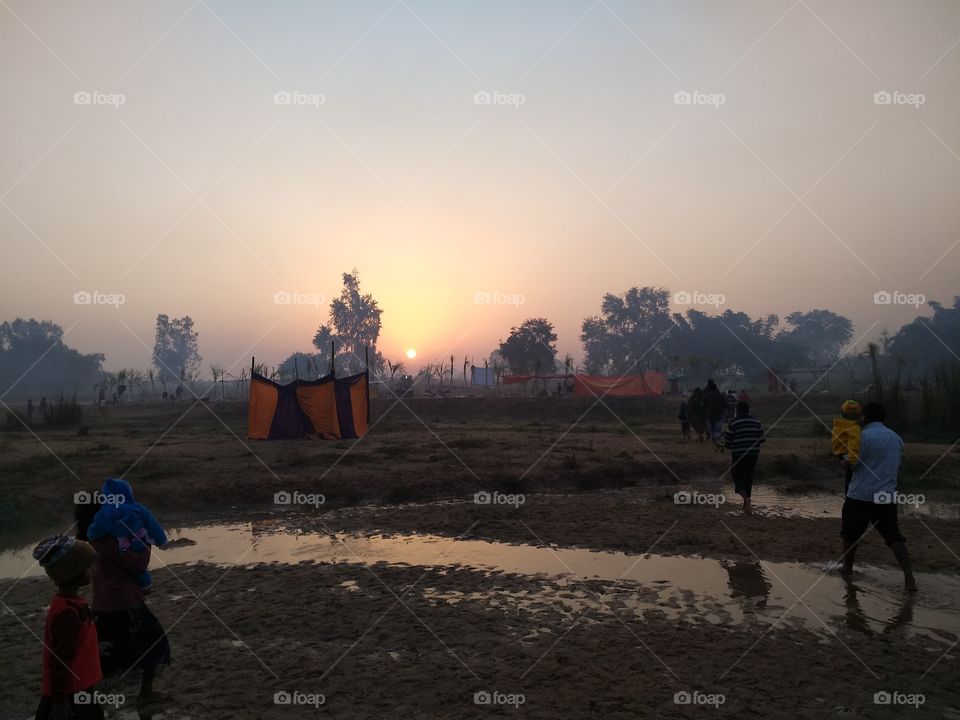 chhath festival in Village River side