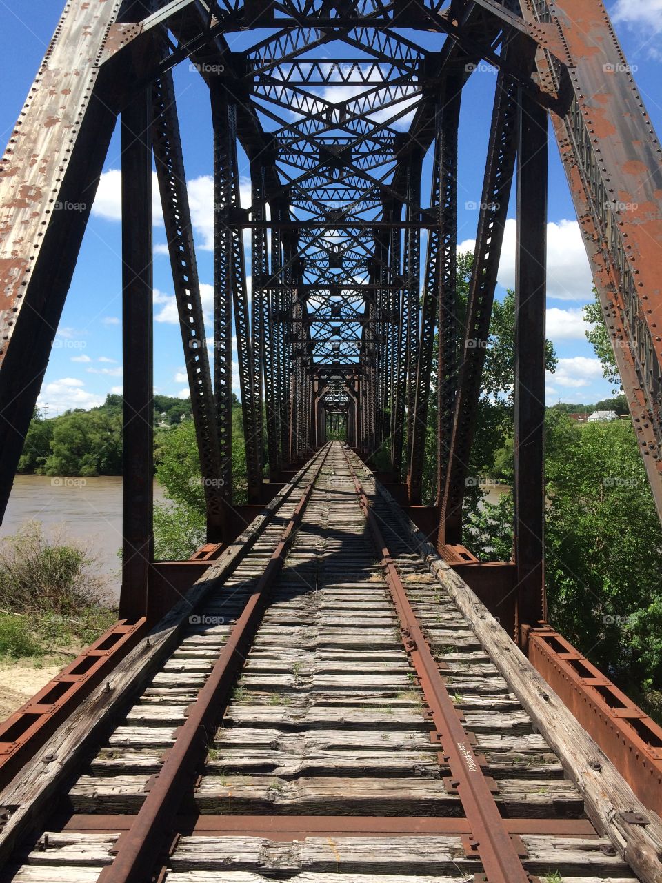 Abandoned Rail Bridge Over the  Missouri River 