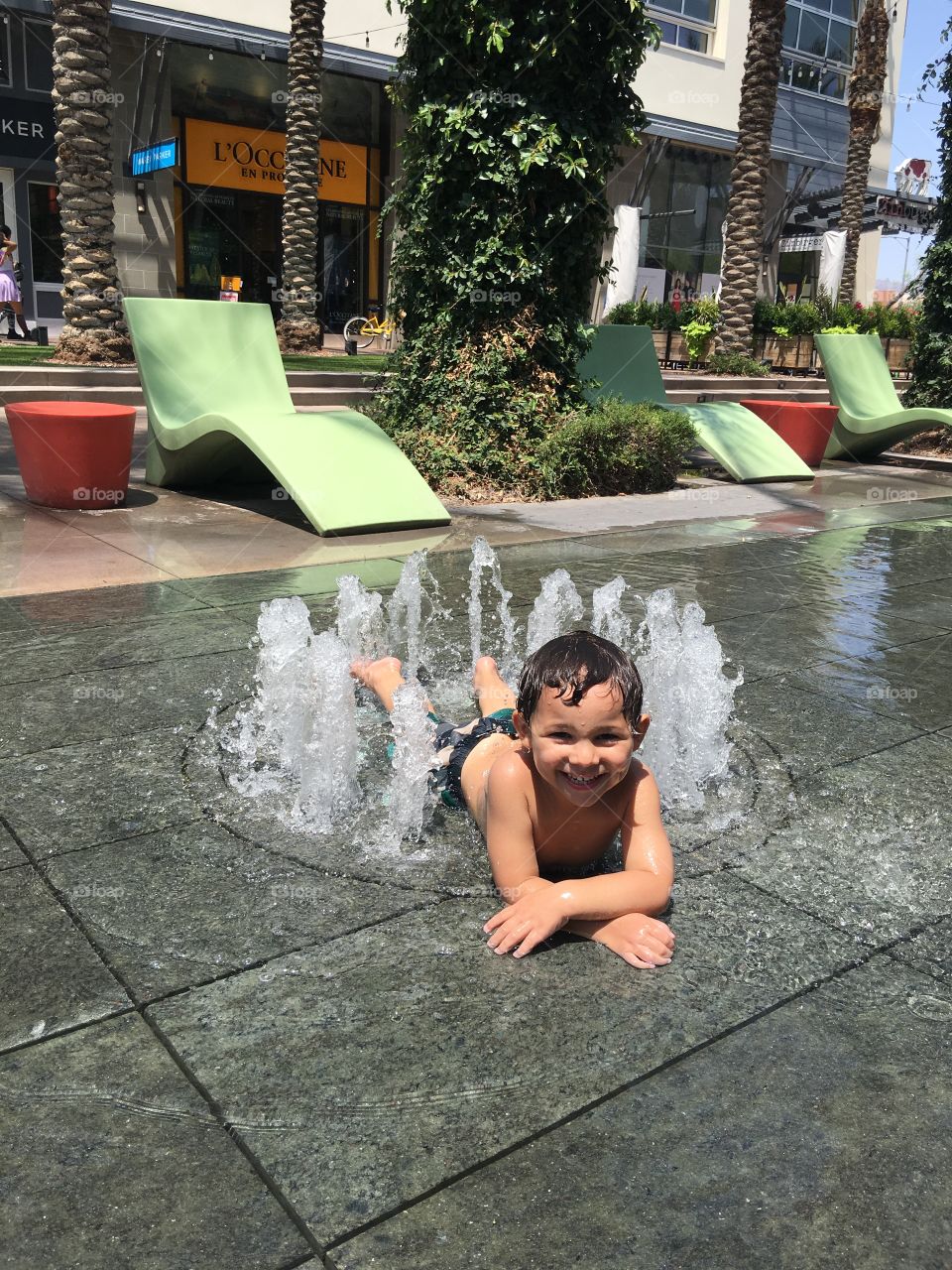 Dimple Boy at splash pad.