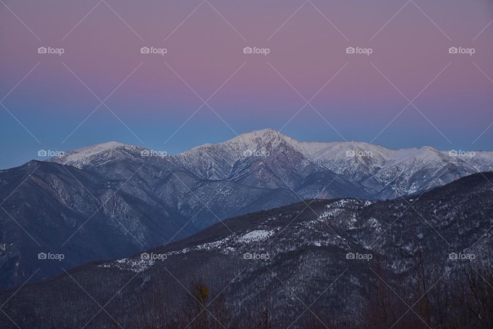 Blue Red Mountain Snow