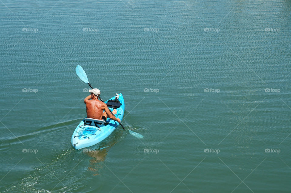 Man kayaking. 