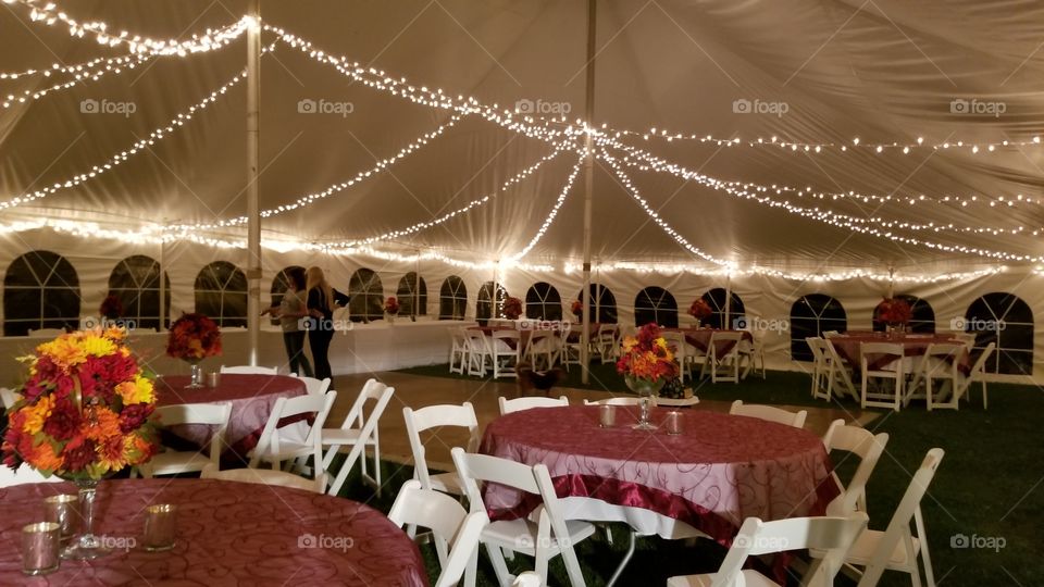 inside the wedding tent