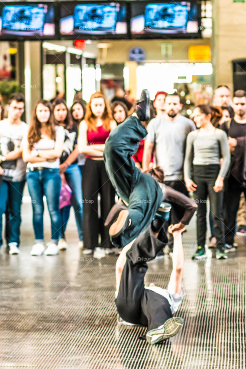 Couple Modern Dancers In Front Of An Audience
