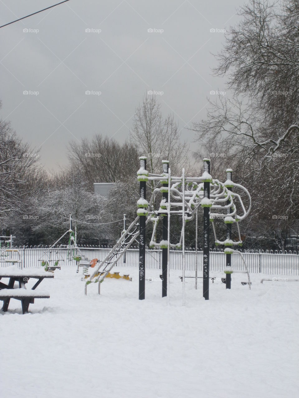 playground in the snow