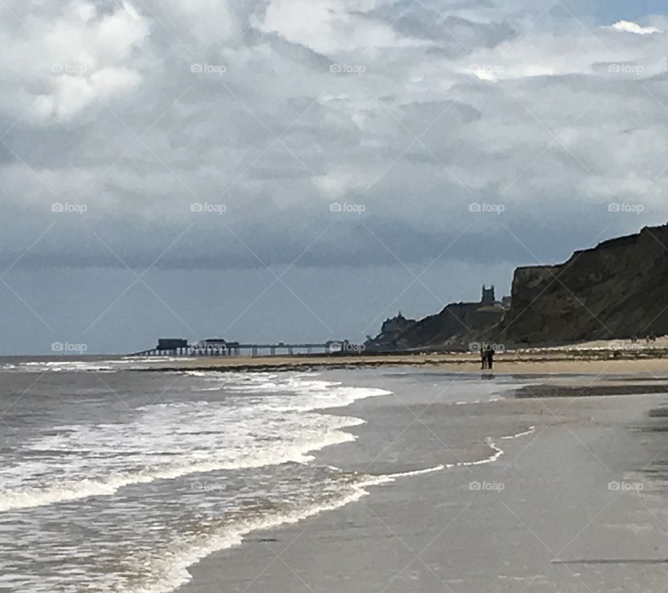 West Runton beach with Cromer pier