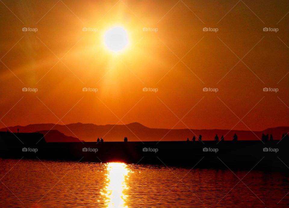 Sunset at Chania port at Crete