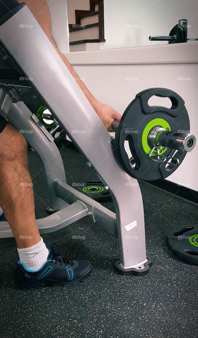 Working out at the gym