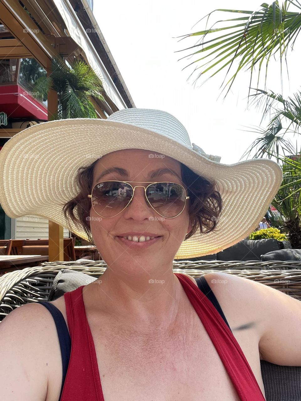 Selfie in a sun hat 