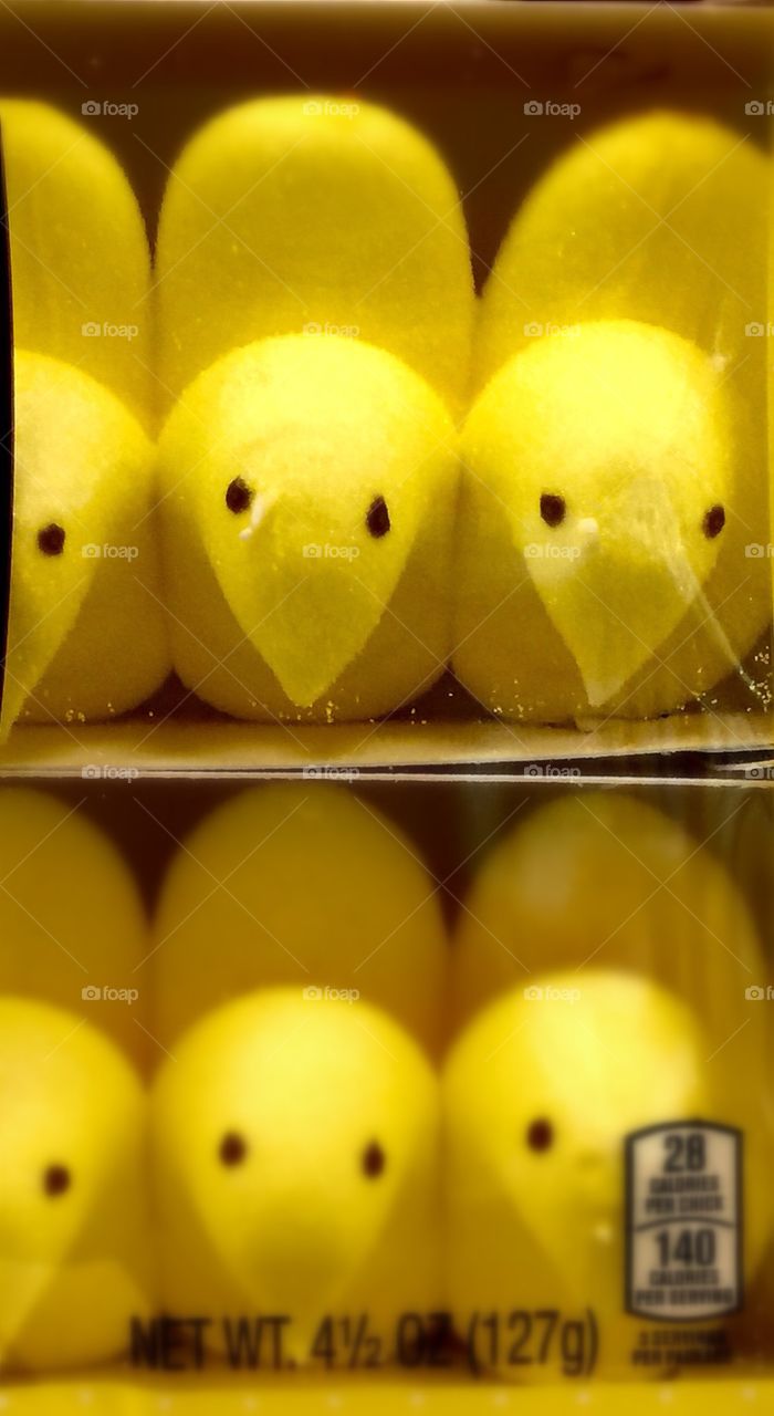Peeps. Yellow marshmellows chicks in package