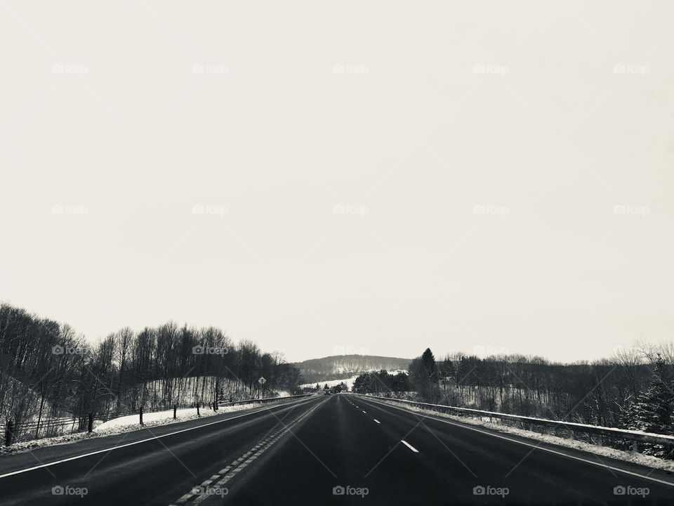 Black and white winter roads 