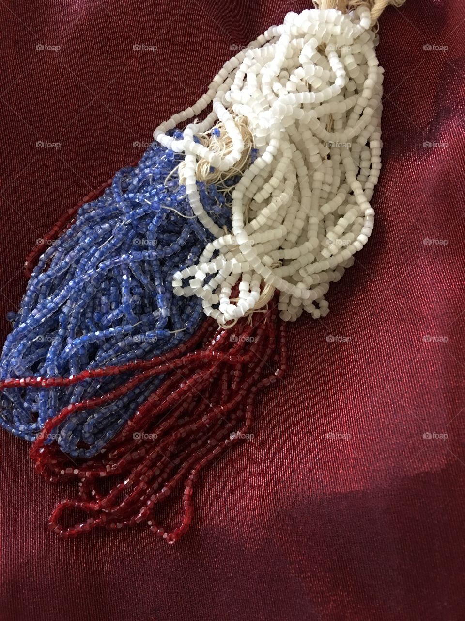 Red white and blue glass seed beads