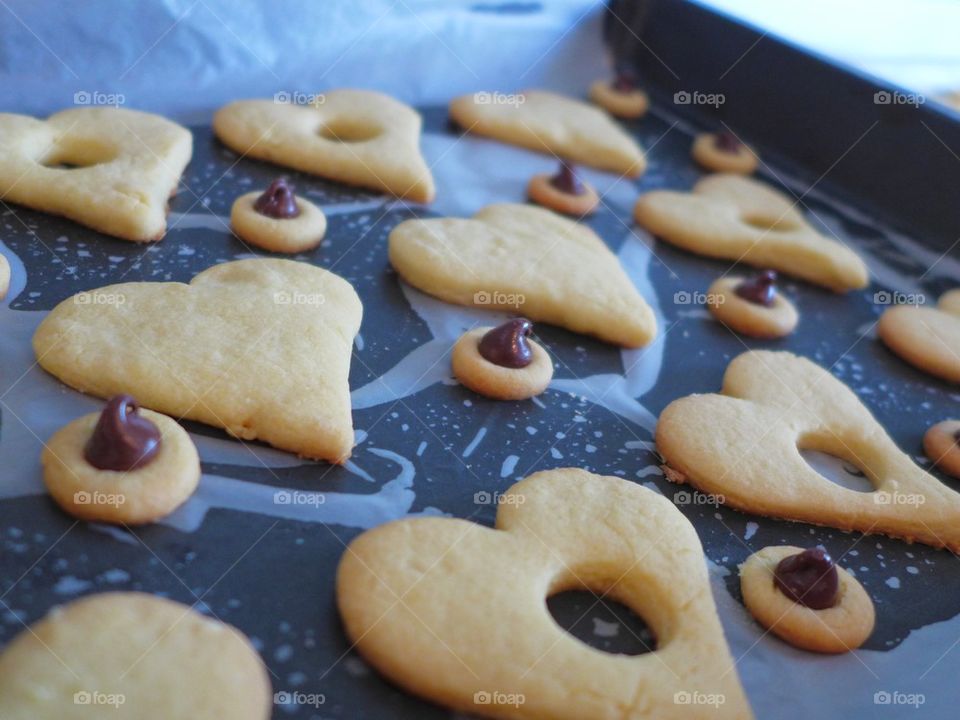 Heart shaped cookie baking