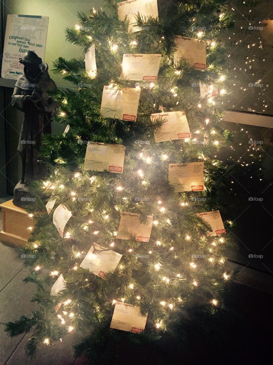 The Franciscan Giving Tree at my college. If you're feeling generous this year, just take a card and fulfill the wish  of someone less fortunate! 