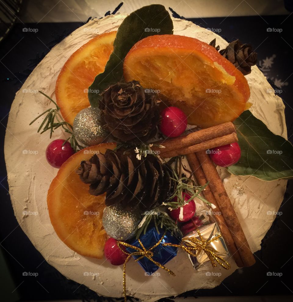 Specially decorated Christmas dessert