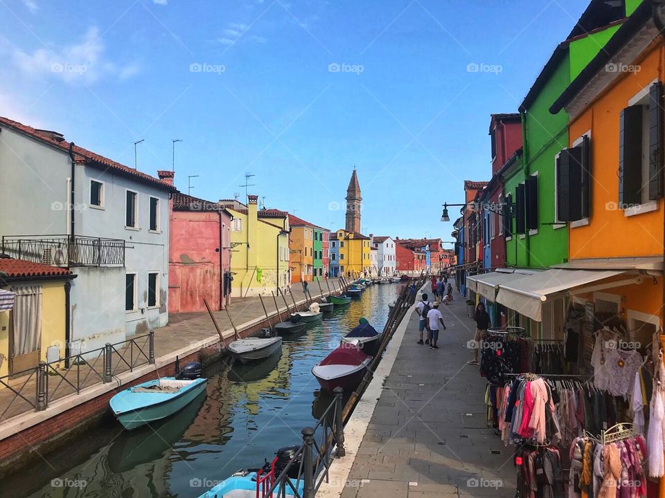 Beautiful landscape with colorful houses 