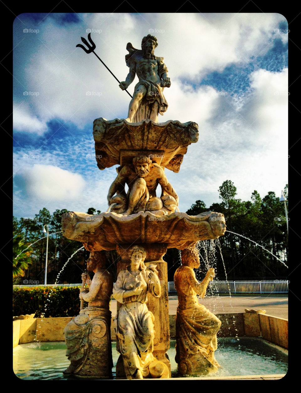 palm coast statue water fountain greek god by mushjet