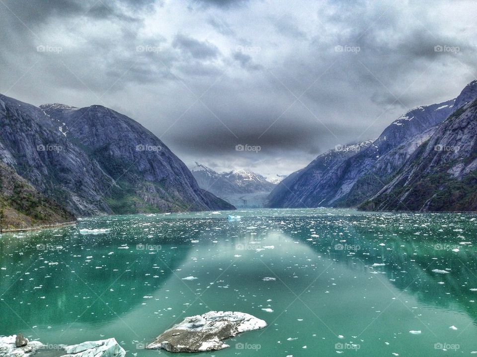 Scenic view of glaciers and mounatin