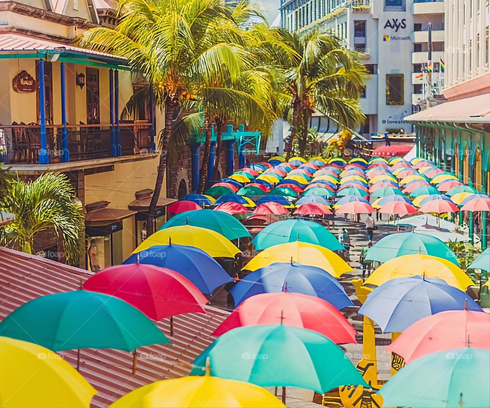 Country flag colored umbrellas