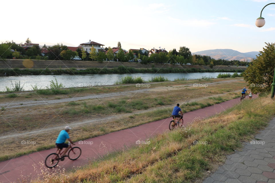 Bikers by the riverside 