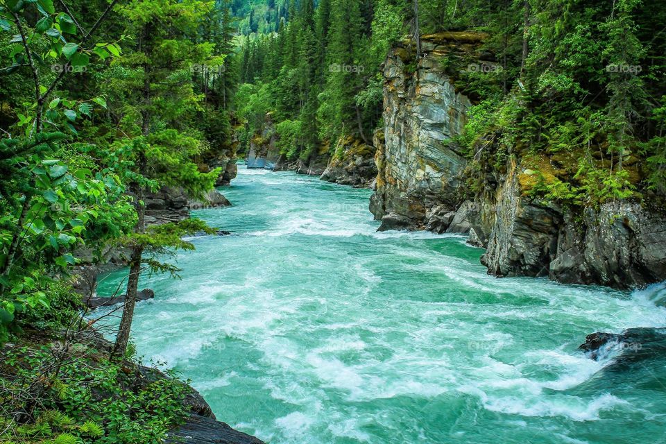 Beautiful river natural landscape in valley