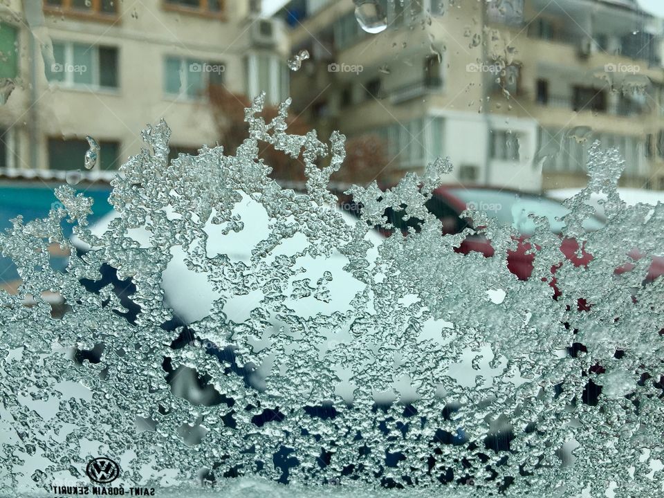 Frost over the car window