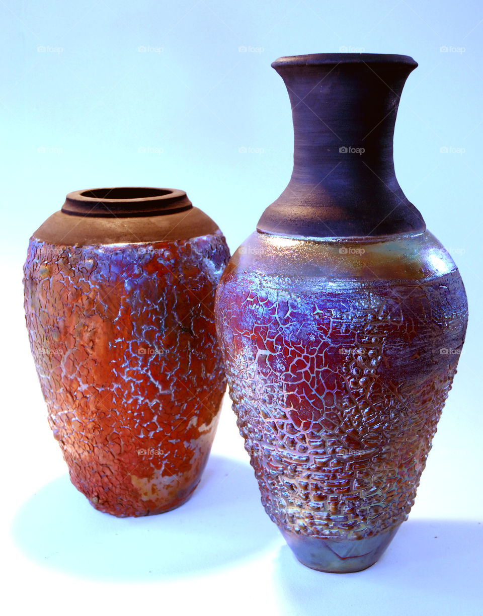 Ceramic vases with a Lava Rust Rakau Glaze I have perfected over 15 years