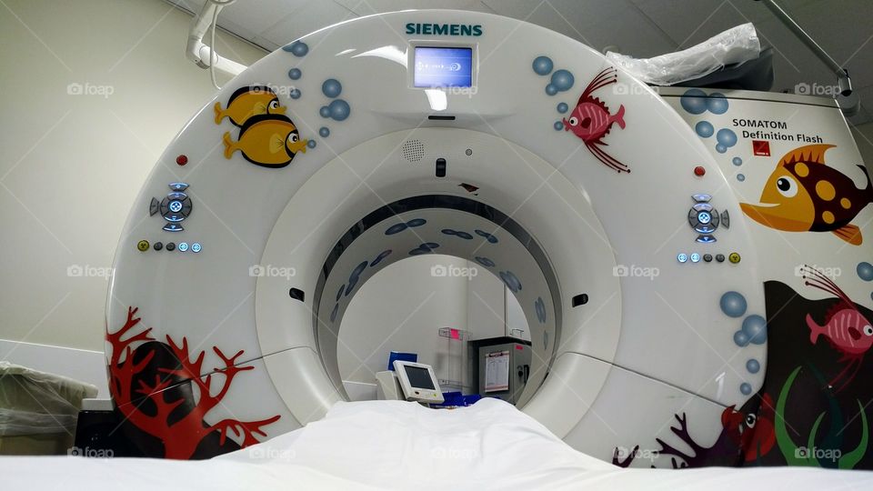 Fishy CT Scanner - Technician told me that kids love it and it helps relax them before being scanned. I loved it too! 😄