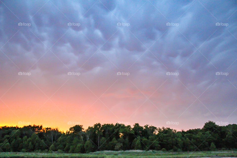 Sunset with storm clouds