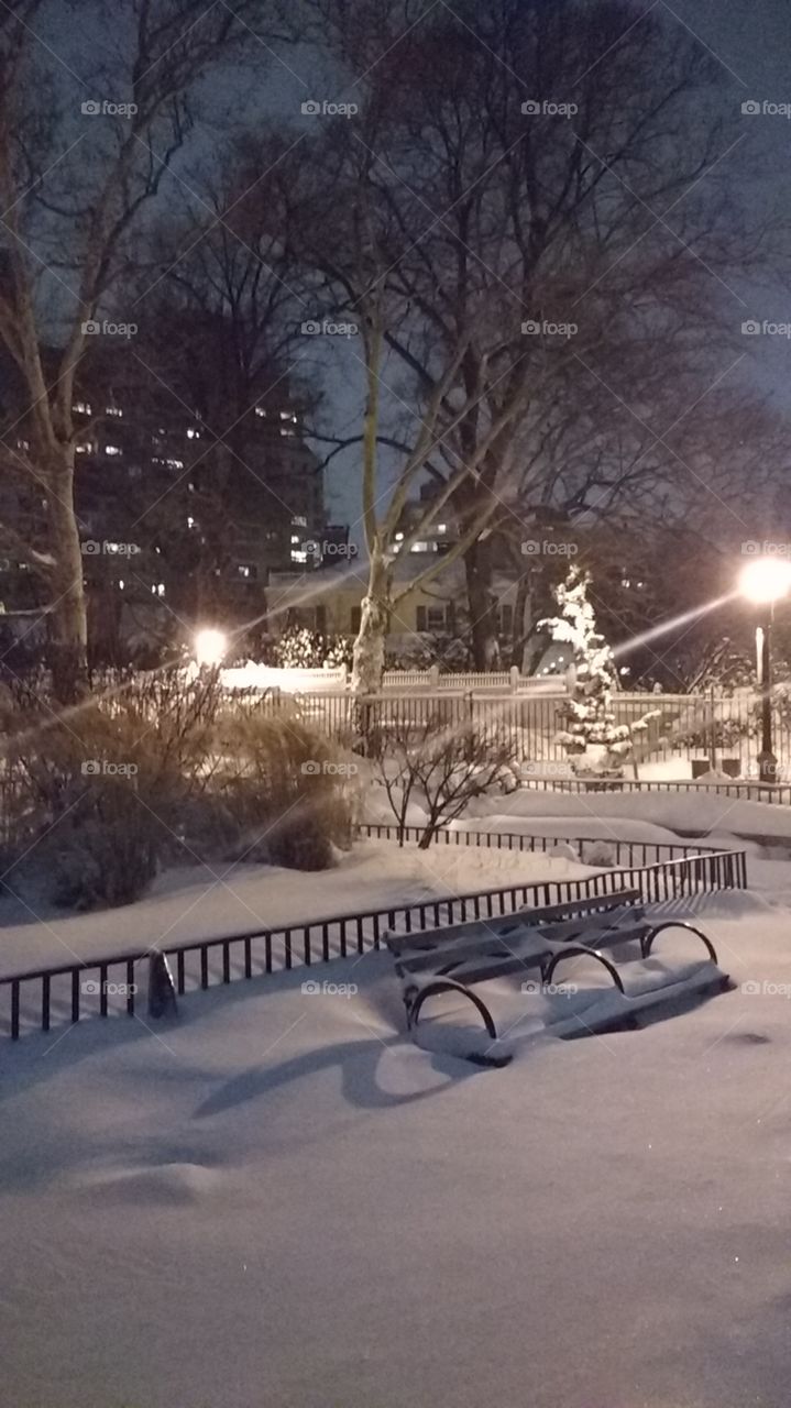 Overlooking the NYC Mayor's Mansion Upper East Side after A large Snow Storm