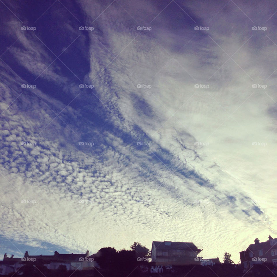 sky blue clouds house by tbudd04